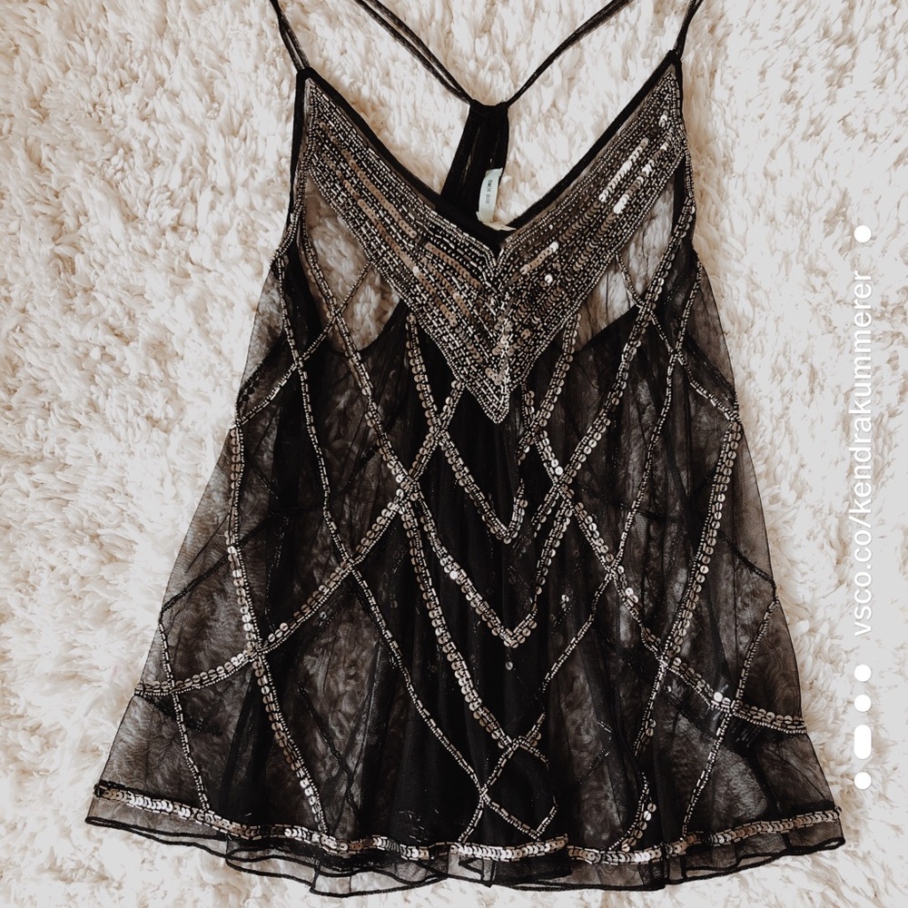 Urban Outfitters Sheer Beaded Top